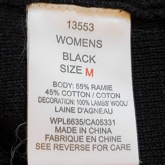 Woolrich Jacket Zip Up Women's Size Medium M Black Sweater Knit Christmas - Picture 8 of 10